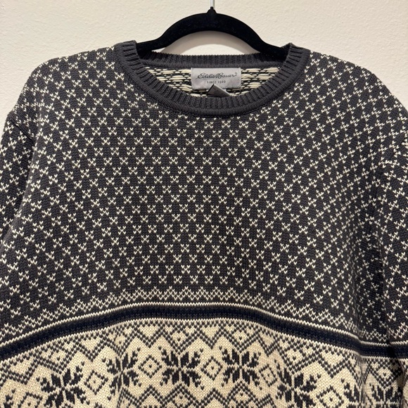 Eddie Bauer Men's Crewneck Fair Isle Sweater Nordic Ski Outdoors Y2K Dad M - Picture 4 of 7